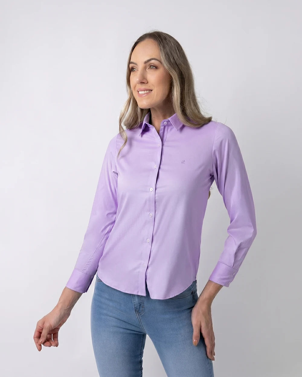 DH-0000801 Blusa oxford bambú stretch morado