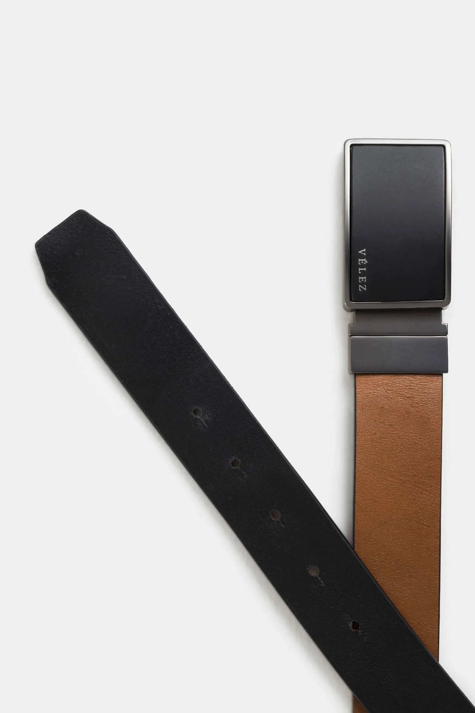 Cinturón doble faz de cuero chapa