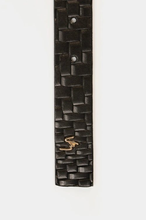 Cinturón unifaz Butan de cuero textura artesanal Negro