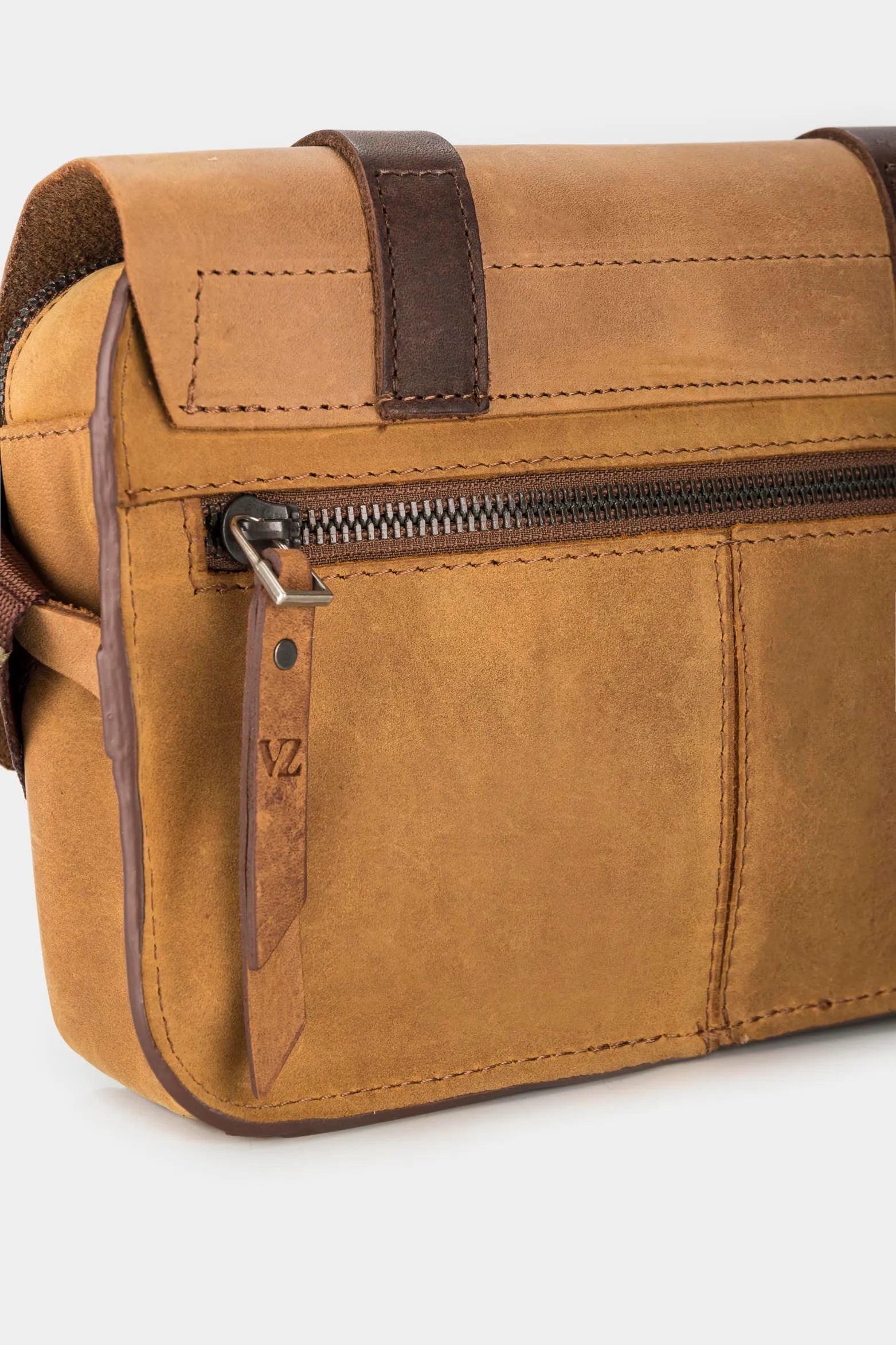 RIÑONERA CASUAL DE CUERO VINTAGE MIEL