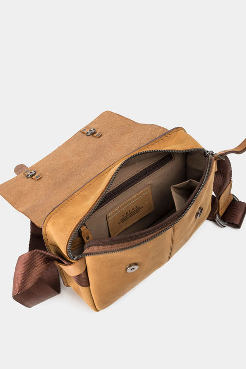 RIÑONERA CASUAL DE CUERO VINTAGE MIEL