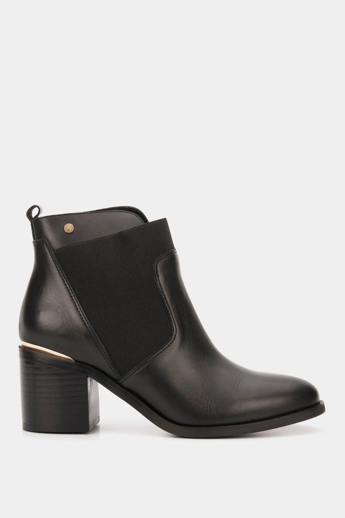 Botines tacón Burgos de cuero aplique Negro