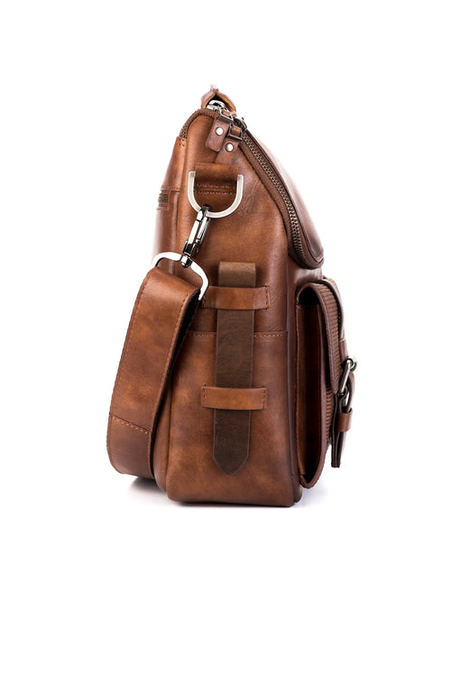 MALETÍN PORTÁTIL " NEW ARCHAEOLOGY" DE CUERO MIEL