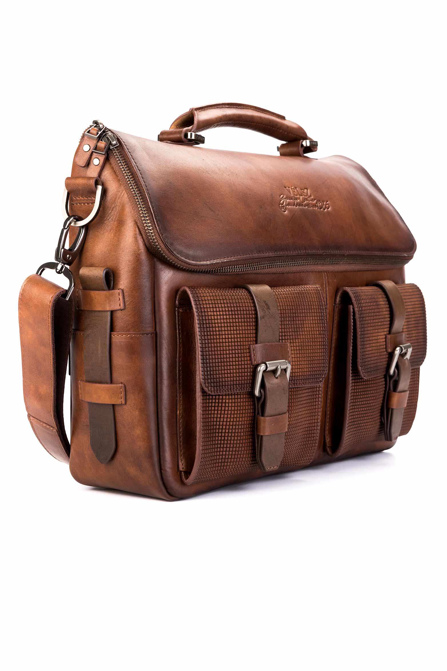 MALETÍN PORTÁTIL " NEW ARCHAEOLOGY" DE CUERO MIEL