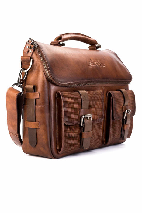 MALETÍN PORTÁTIL " NEW ARCHAEOLOGY" DE CUERO MIEL