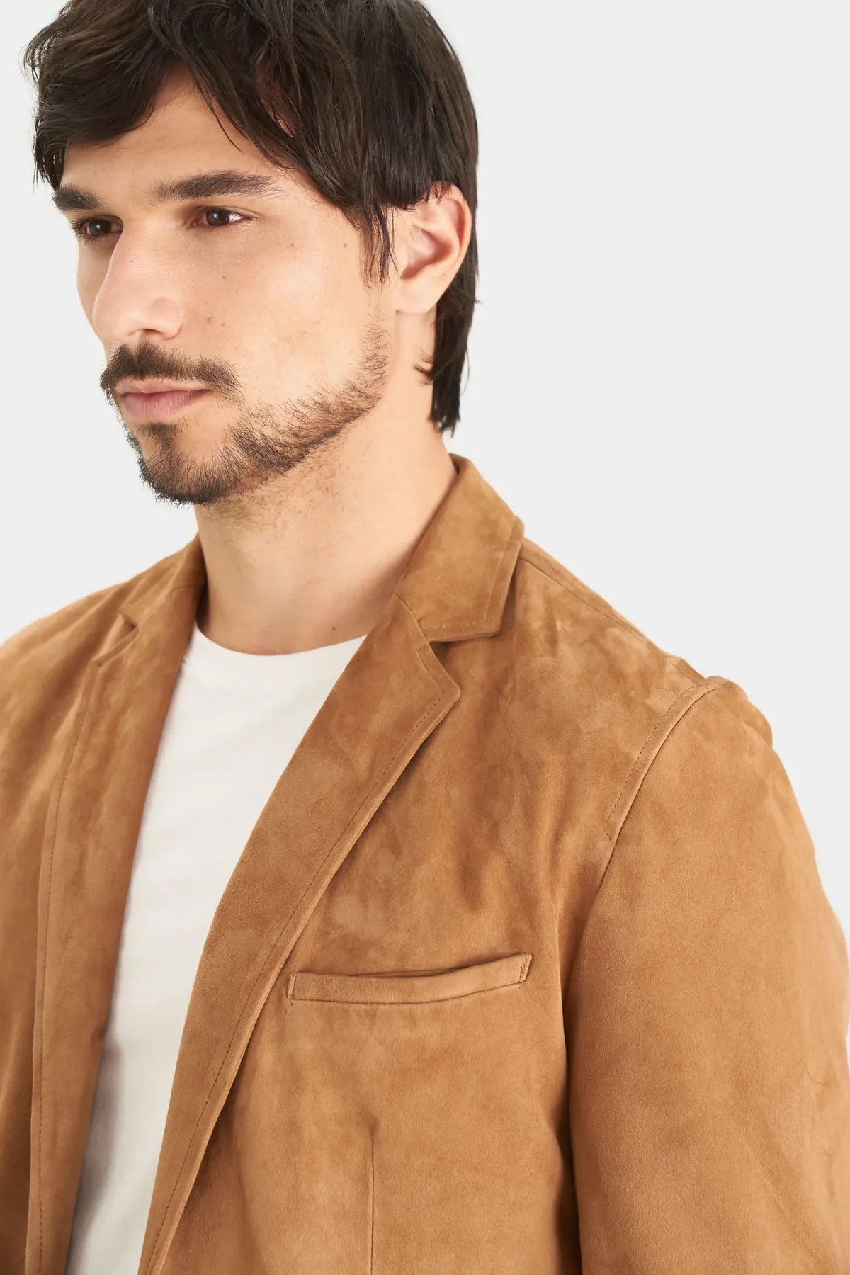 Blazer niger de gamuza para hombre fit semi ajustado