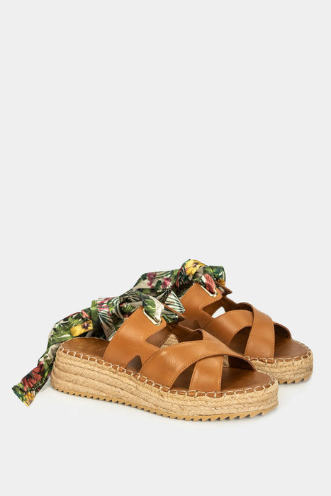 SANDALIA PLATAFORMA ENCANTO DE CUERO PARA MUJER ESTAMPADO FLORAL