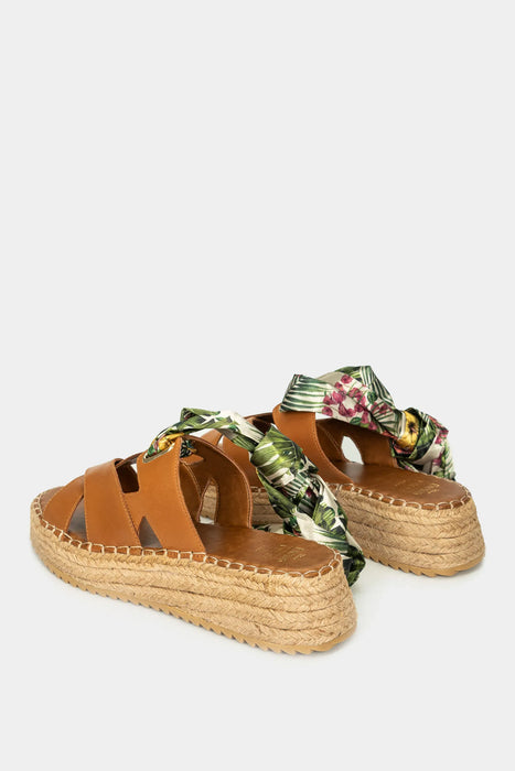 SANDALIA PLATAFORMA ENCANTO DE CUERO PARA MUJER ESTAMPADO FLORAL