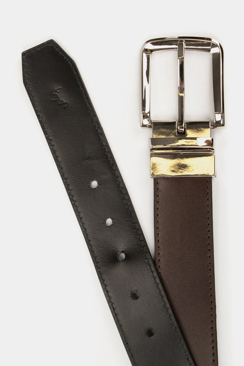 CINTURÓN DOBLE FAZ AUSTEN DE CUERO PARA HOMBRE COSTURAS DECORATIVAS BORDES