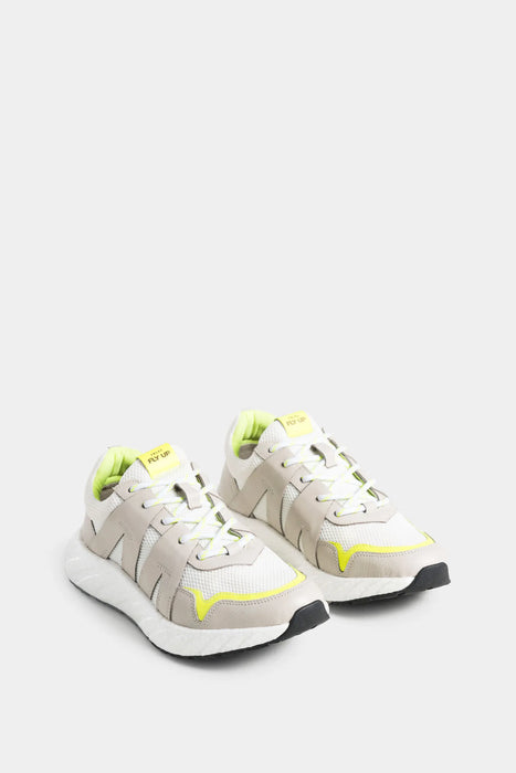 Sneakers urban turmalina de lona por cuero para mujer en contraste