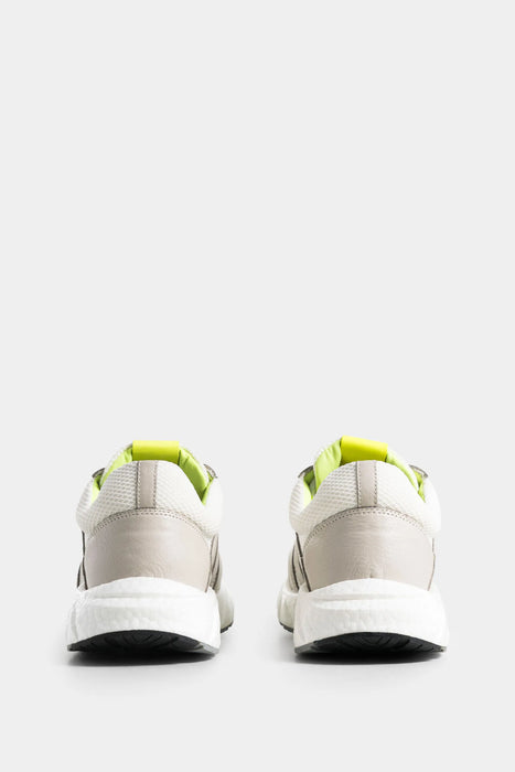 Sneakers urban turmalina de lona por cuero para mujer en contraste