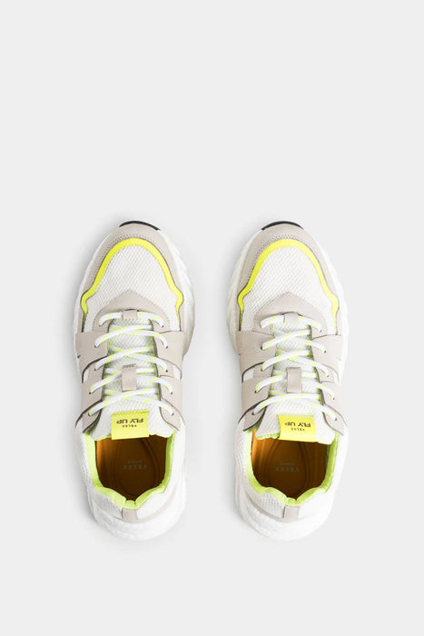 Sneakers urban turmalina de lona por cuero para mujer en contraste