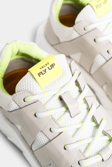 Sneakers urban turmalina de lona por cuero para mujer en contraste