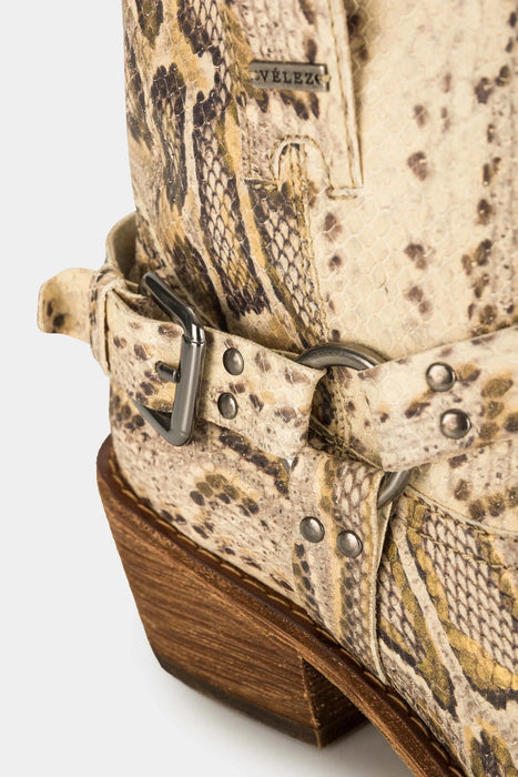 BOTINES TACÓN TEXANO DE CUERO PARA MUJER FOLIA PITÓN