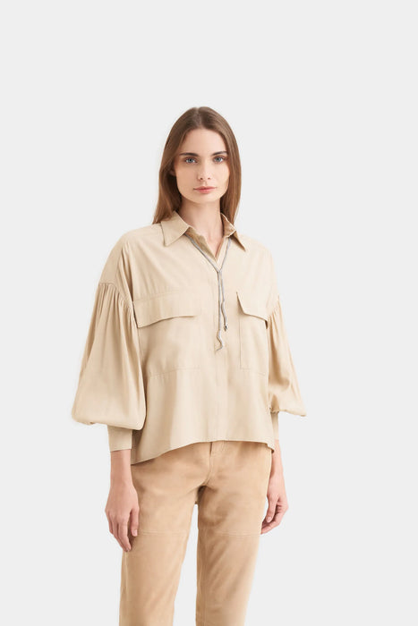 CAMISA OVERSIZED UTILITARIA ÁGATA PARA MUJER MANGA LARGA