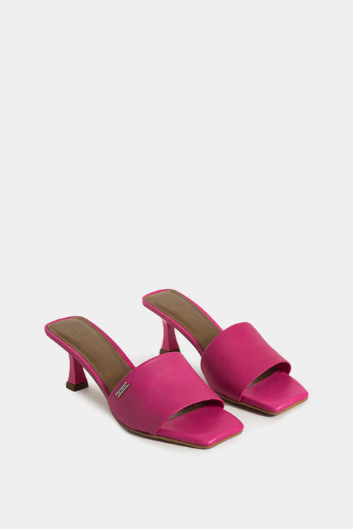 Sandalias Tacón Amatista de Cuero Suave para Mujer Casuales