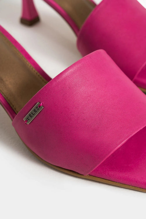 Sandalias Tacón Amatista de Cuero Suave para Mujer Casuales