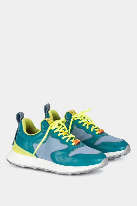 SNEAKERS URBAN MERCURIO DE CUERO Y LONA PARA MUJER ACENTOS DE COLOR