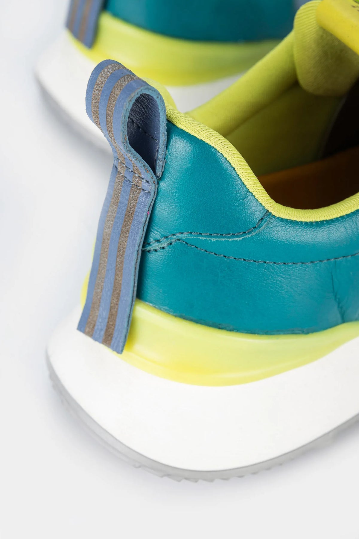 SNEAKERS URBAN MERCURIO DE CUERO Y LONA PARA MUJER ACENTOS DE COLOR