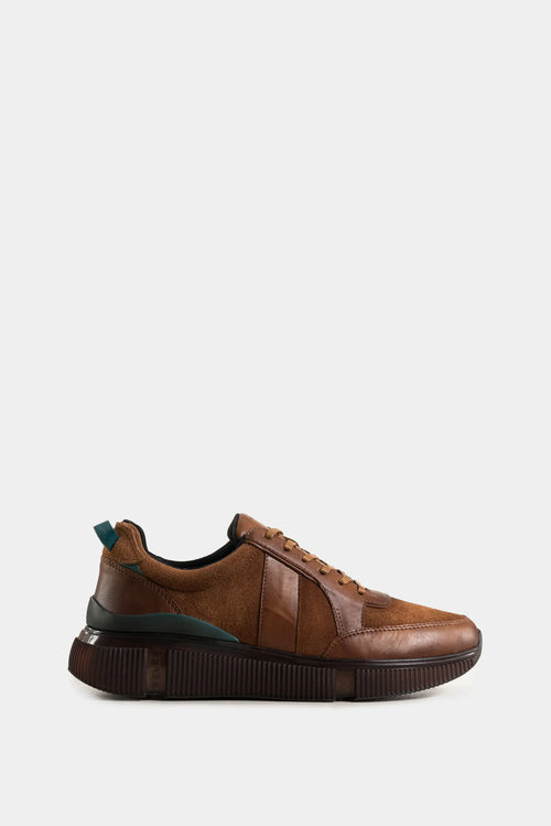 Sneakers halo de cuero liso y de textura gamuzada para hombre silueta deportiva