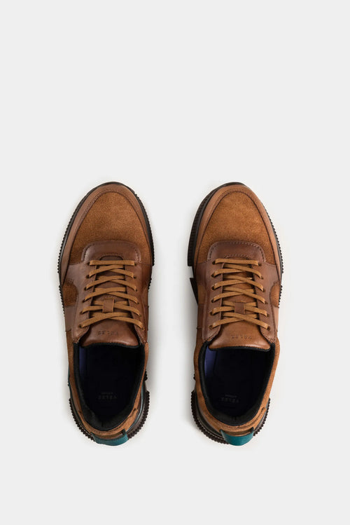 Sneakers halo de cuero liso y de textura gamuzada para hombre silueta deportiva