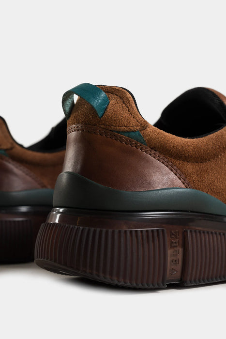 Sneakers halo de cuero liso y de textura gamuzada para hombre silueta deportiva