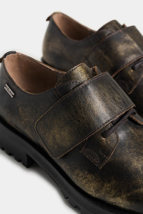 ZAPATOS CORDÓN GOBI DE CUERO FOLIA PARA MUJER CHAPETA CON VELCRO