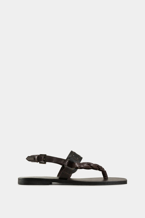 SANDALIAS PLANAS ÁRTICAS DE CUERO PARA MUJER TIRAS TRENZADAS