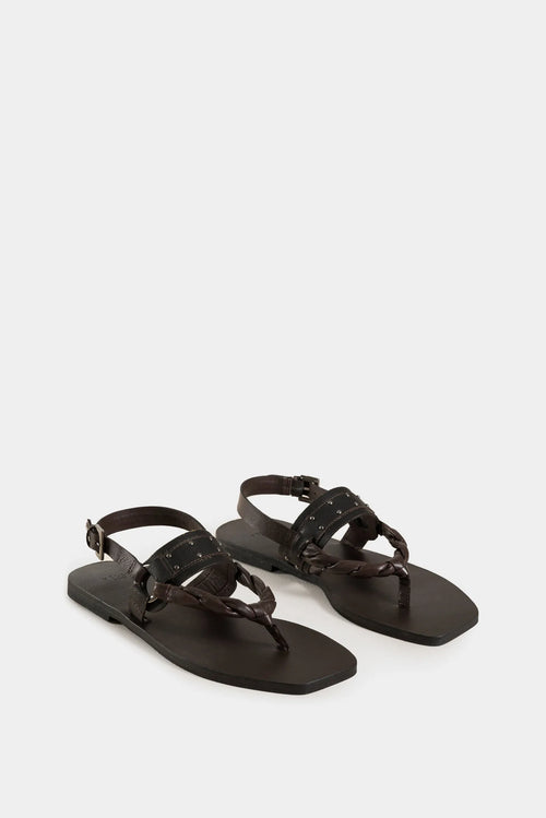 SANDALIAS PLANAS ÁRTICAS DE CUERO PARA MUJER TIRAS TRENZADAS