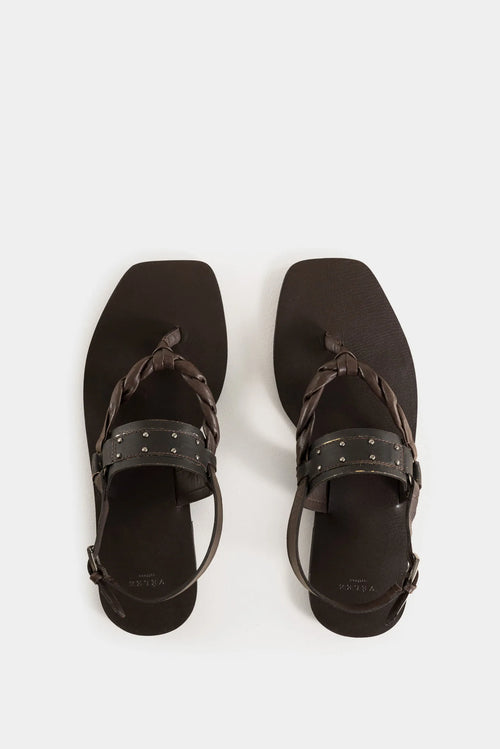 SANDALIAS PLANAS ÁRTICAS DE CUERO PARA MUJER TIRAS TRENZADAS