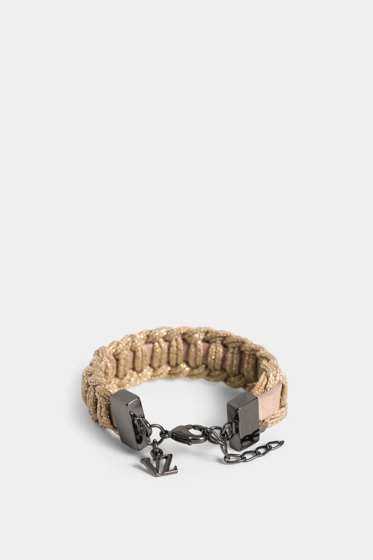 PULSERA ARIZONA DE CUERO Y CORDÓN PARA MUJER CON MOSQUETÓN TEJIDA