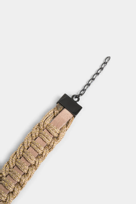 PULSERA ARIZONA DE CUERO Y CORDÓN PARA MUJER CON MOSQUETÓN TEJIDA