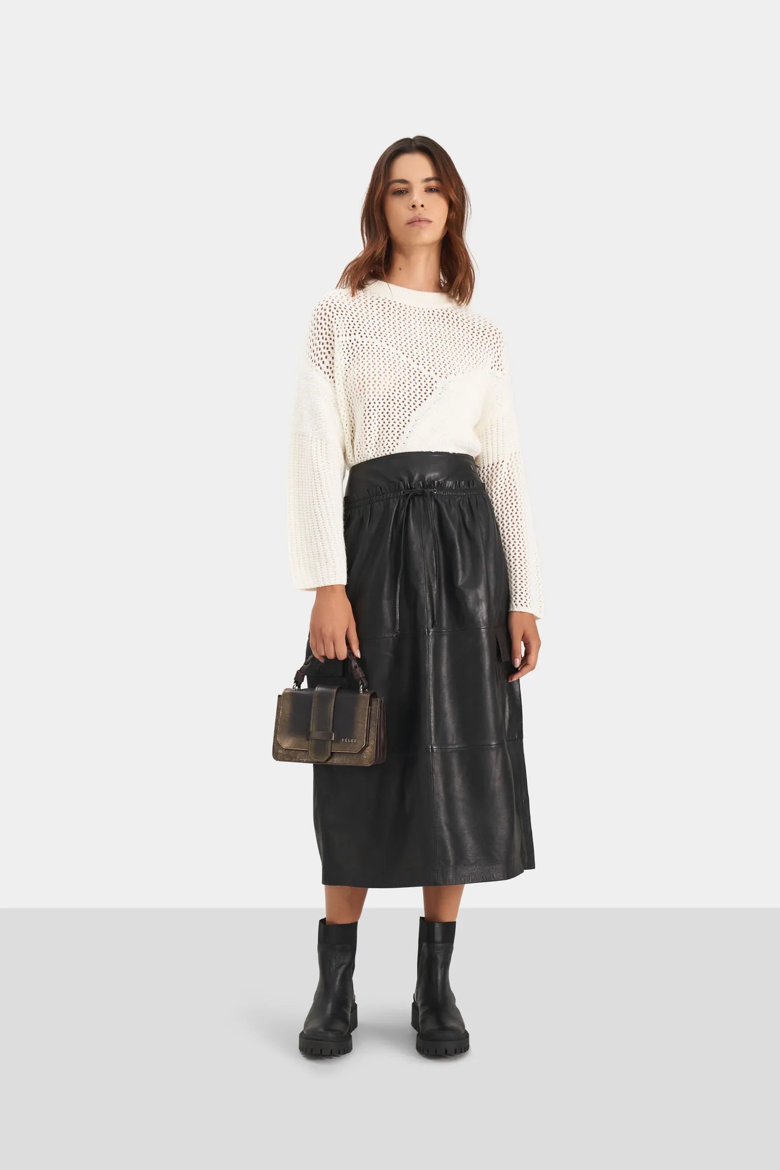 FALDA GOBI DE CUERO PARA MUJER SILUETA TIPO CARGO