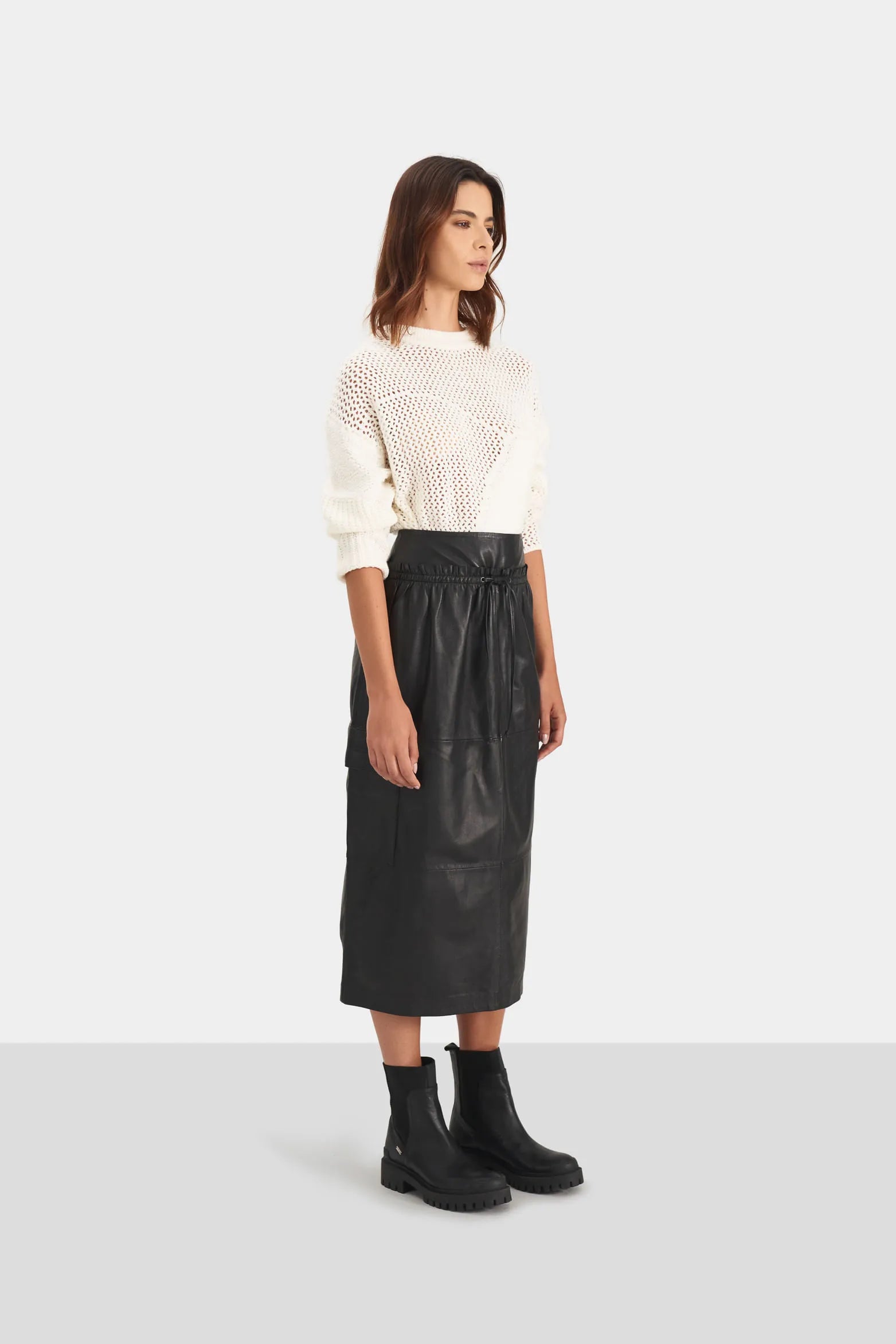 FALDA GOBI DE CUERO PARA MUJER SILUETA TIPO CARGO