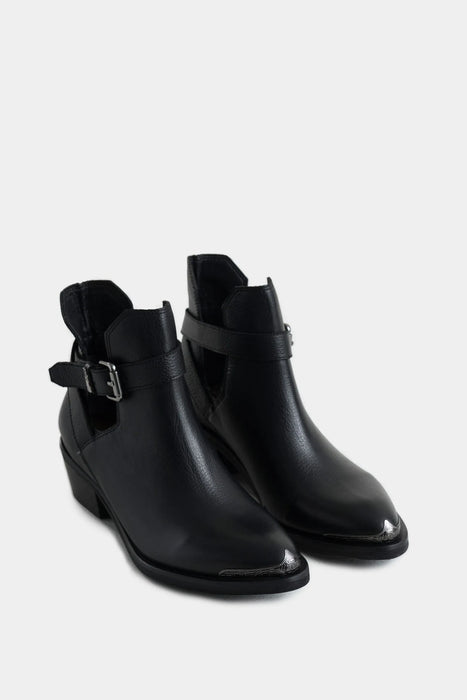 BOTINES TACÓN CAMPINA 2.0 DE CUERO PARA MUJER SILUETA CUT OUT
