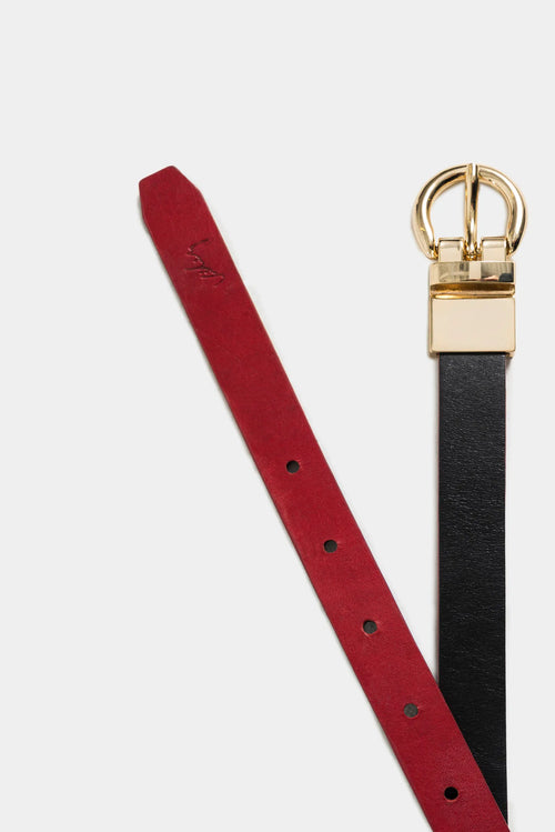 Cinturón doble faz rea 2.0 de cuero liso para mujer puntera hexagonal