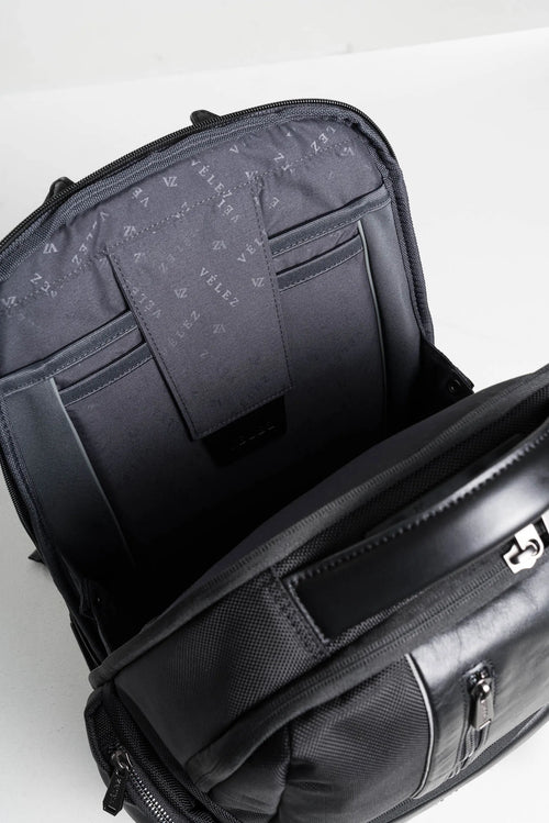 MOCHILA SECURITY DE LONA PARA HOMBRE DETALLES EN CUERO