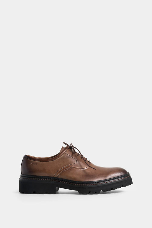 ZAPATOS CORDÓN VITELO DE CUERO PARA HOMBRE EFECTO ENVEJECIDO