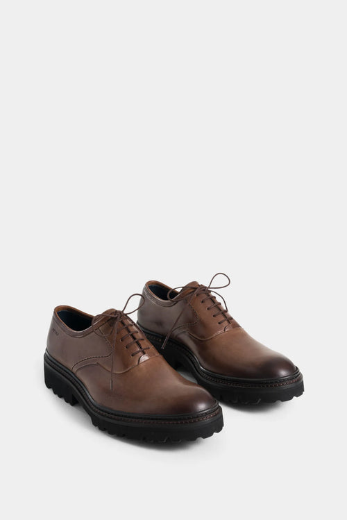 ZAPATOS CORDÓN VITELO DE CUERO PARA HOMBRE EFECTO ENVEJECIDO