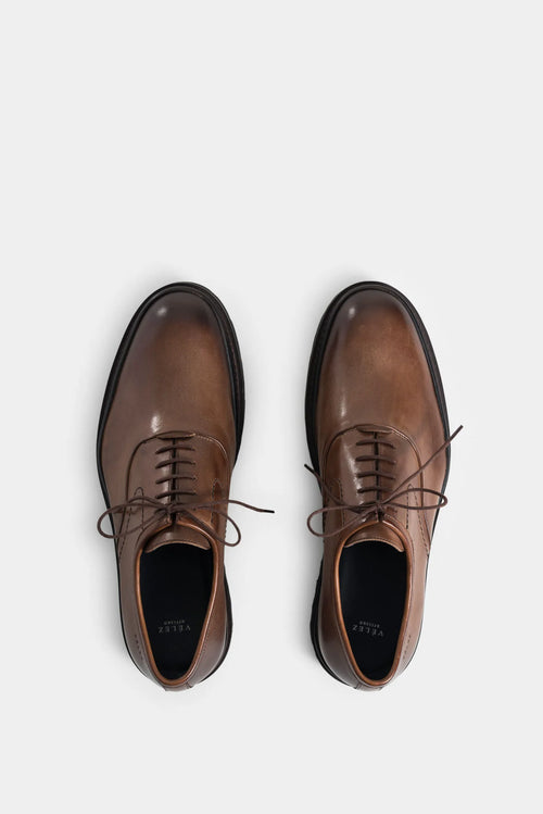 ZAPATOS CORDÓN VITELO DE CUERO PARA HOMBRE EFECTO ENVEJECIDO