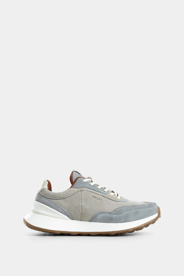 Sneakers avellano de cuero gamuzado para hombre contraste color