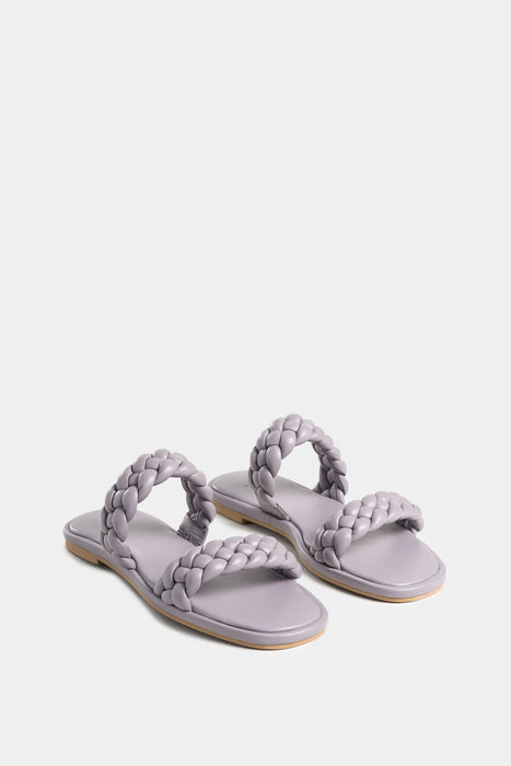 SANDALIA PLANA GLYCERIA DE CUERO PARA MUJER TIRAS TRENZADAS
