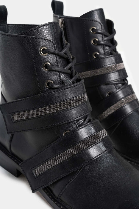 BOTINES MENTHA DE CUERO PARA MUJER SILUETA MILITAR