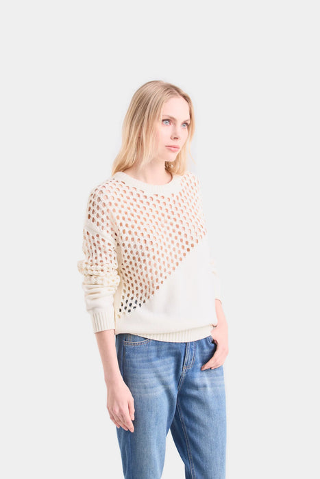 SWEATER CALTHA TEJIDO PARA MUJER CORTES MALLA CON MILLARÉ