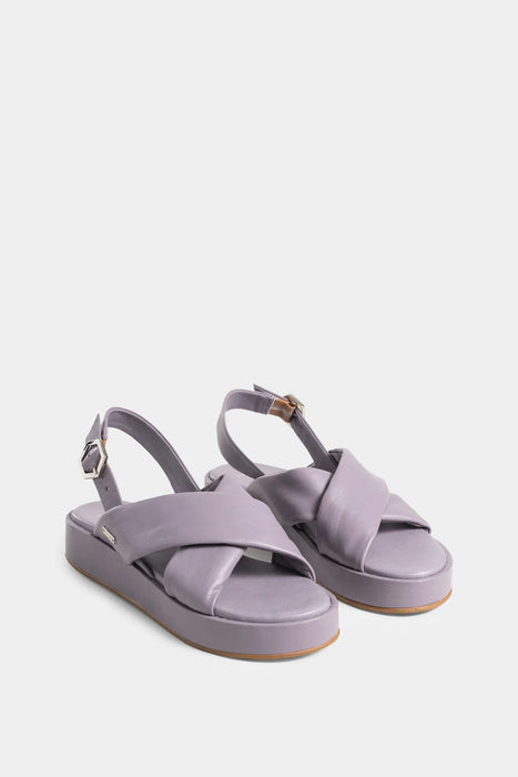 SANDALIA PLATAFORMA CALTHA DE CUERO PARA MUJER AMARRE CON HEBILLA