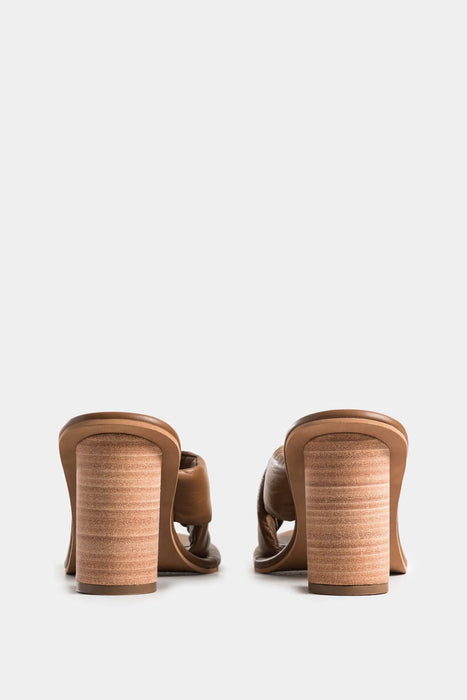 Sandalia tacón mawi de cuero para mujer tiras abombadas