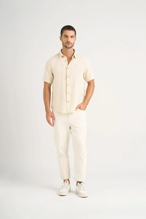 Camisa semi lino caribe para hombre manga corta —