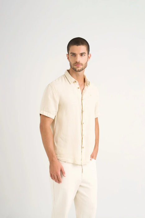 Camisa semi lino caribe para hombre manga corta