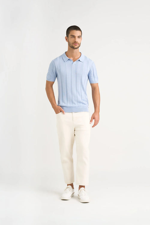 Polo tejida manga corta para hombre franjas