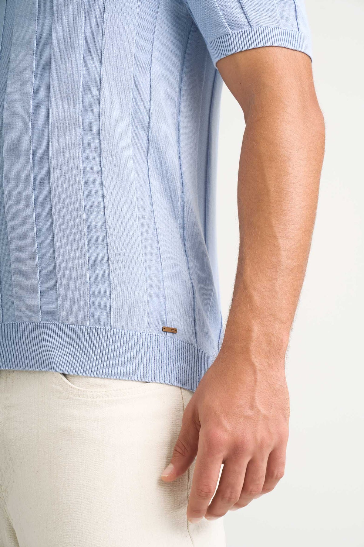 Polo tejida manga corta para hombre franjas